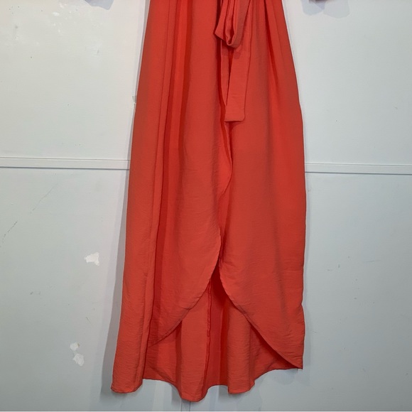FRAICHE BY J Wrap Front Long Sleeve Dress in Coral - Picture 6 of 13